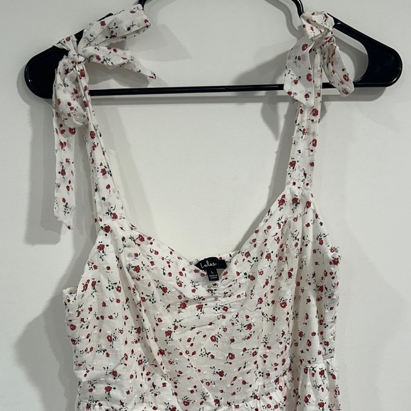 Lulu's White and Red Floral Midi Dress - Picture 3 of 6